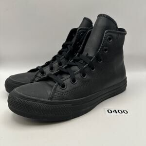 CONVERSE Women's 7 Black MONO Leather Hi Top Sneaker 135251C